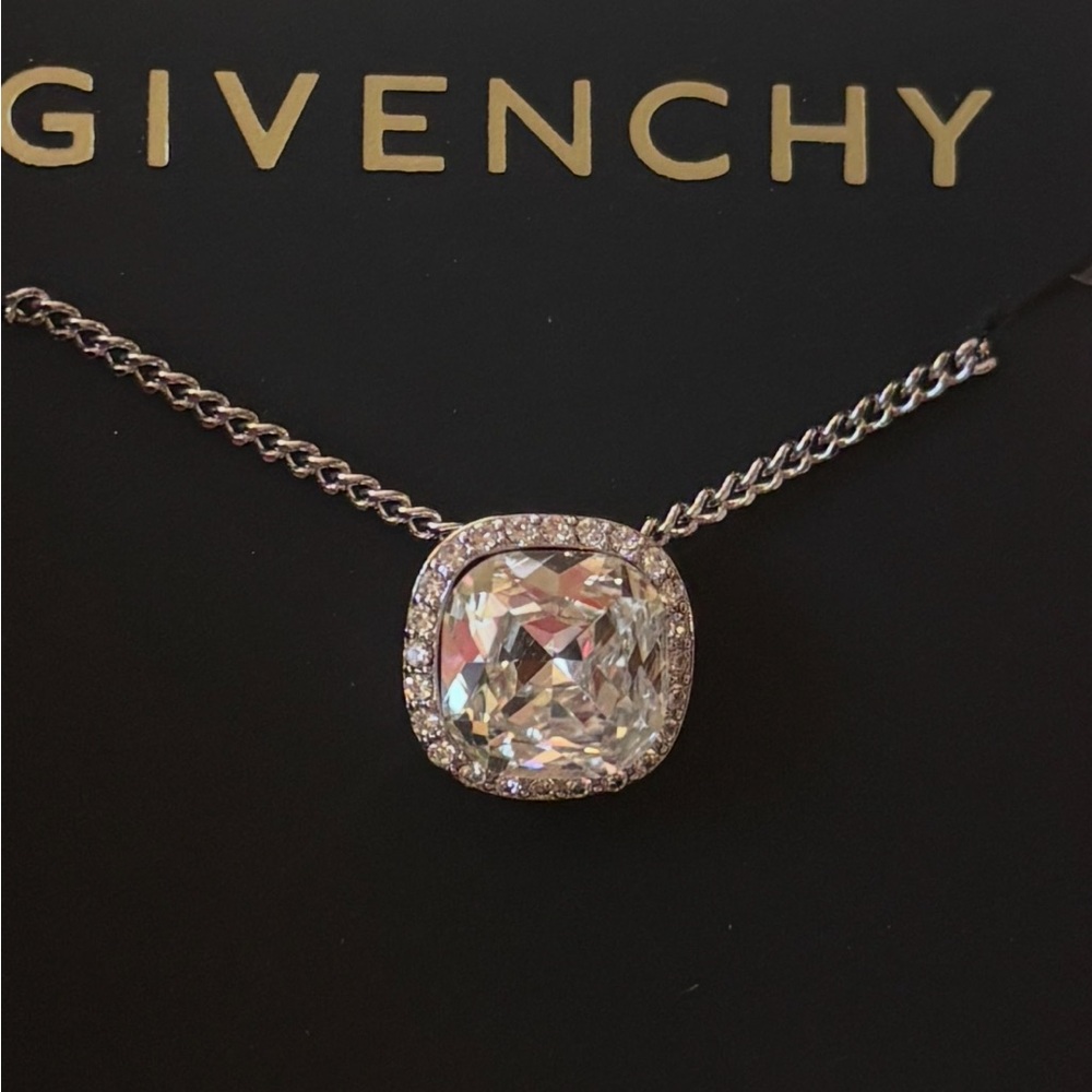 Givenchy Silver Necklace with Crystal Accent